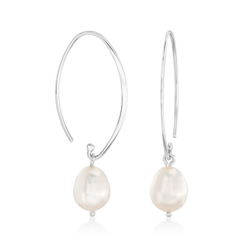 10x8mm Multicolored Cultured Pearl Interchangeable Drop Earrings in Sterling Silver image number 4