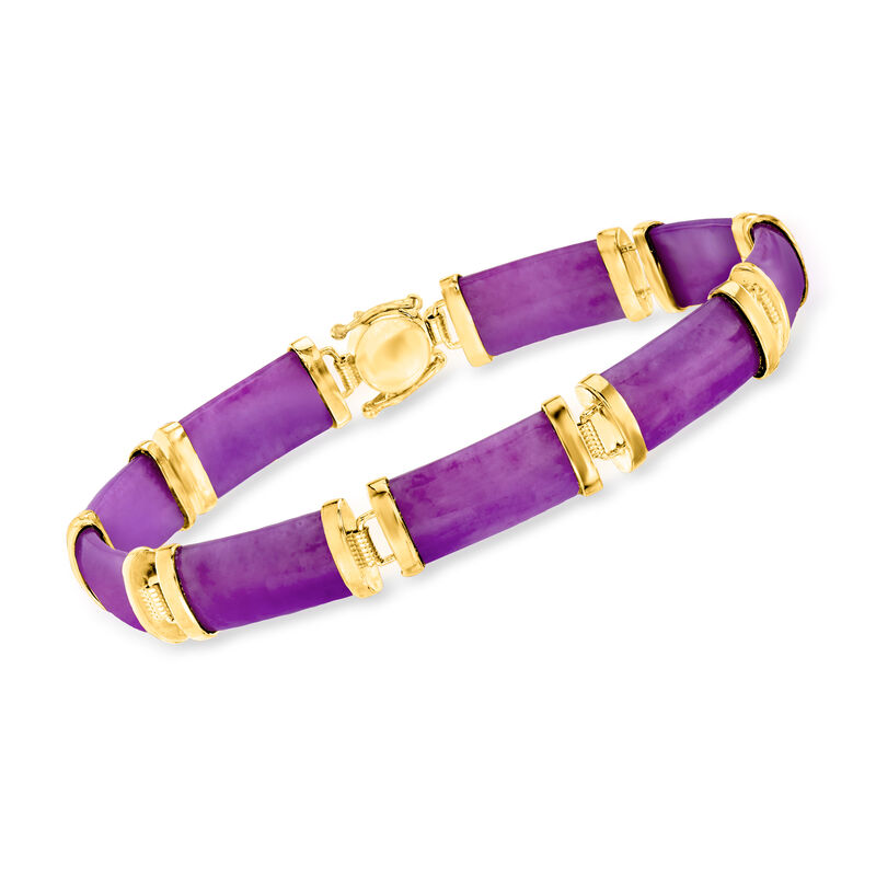 Purple Jade &quot;Good Fortune&quot; Bracelet in 18kt Gold Over Sterling image number 2