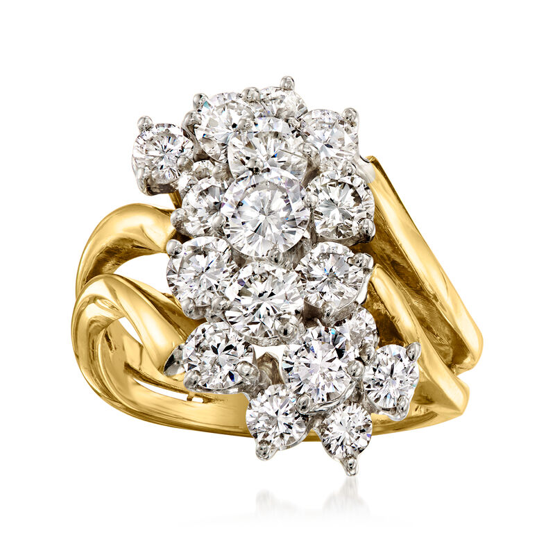 C. 1980 Vintage 2.50 ct. t.w. Diamond Cluster Ring in 18kt Yellow Gold. Size 6 image number 0