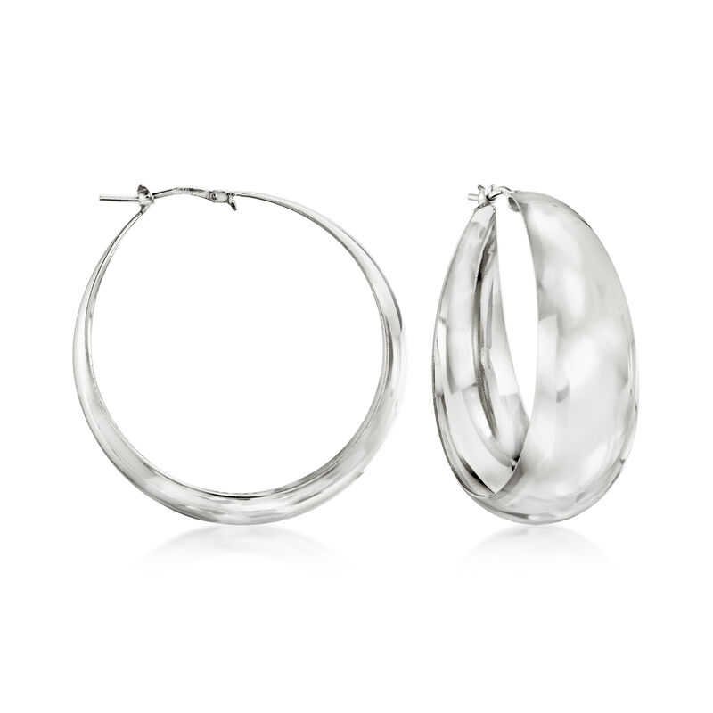 Italian Sterling Silver Flat-Edge Hoop Earrings image number 0