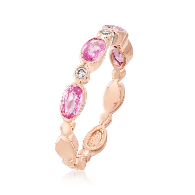 1.20 ct. t.w. Pink Sapphire and Diamond Accent Ring in 14kt Rose Gold image number 2