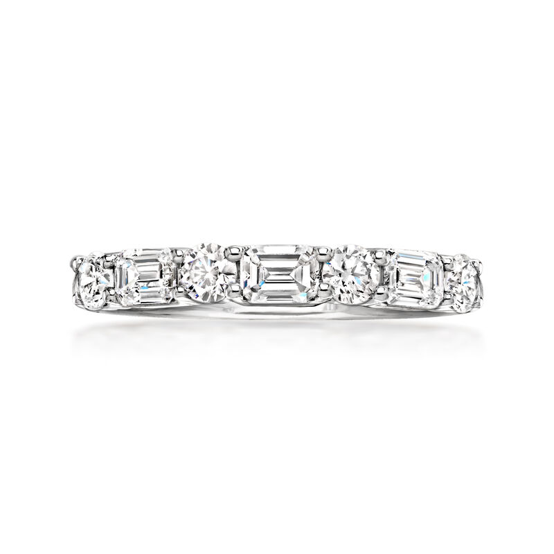 1.00 ct. t.w. Round and Emerald-Cut Lab-Grown Diamond Ring in Sterling Silver image number 0