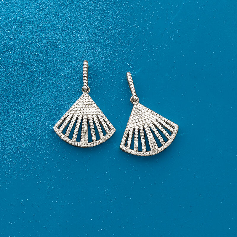 .40 ct. t.w. Diamond Triangle Drop Earrings in Sterling Silver image number 2