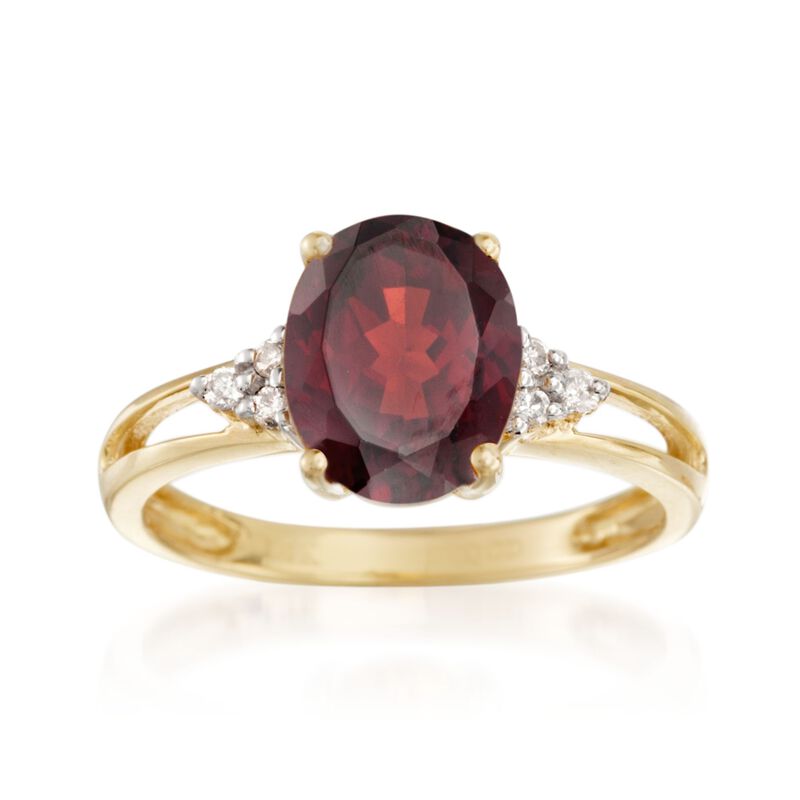 2.90 Carat Garnet and .10 ct. t.w. Diamond Ring in 14kt Yellow Gold image number 0