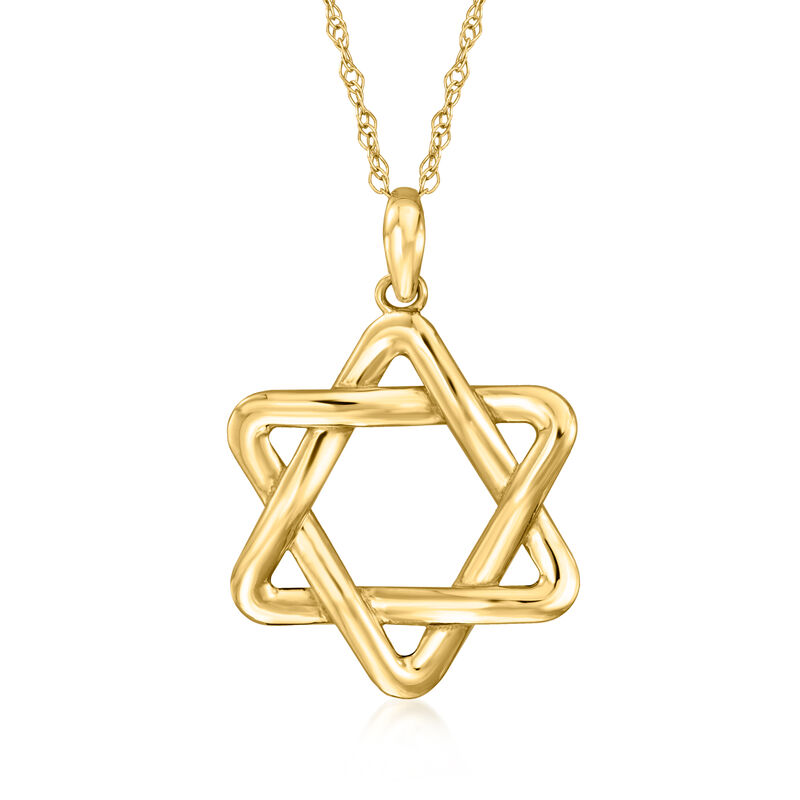 14kt Yellow Gold Star of David Pendant Necklace. 18&quot; image number 1