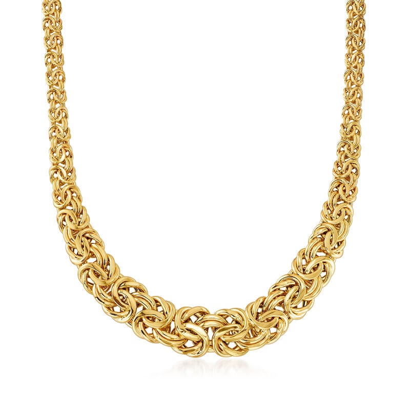 Italian 18kt Yellow Gold Graduated Byzantine Necklace image number 0