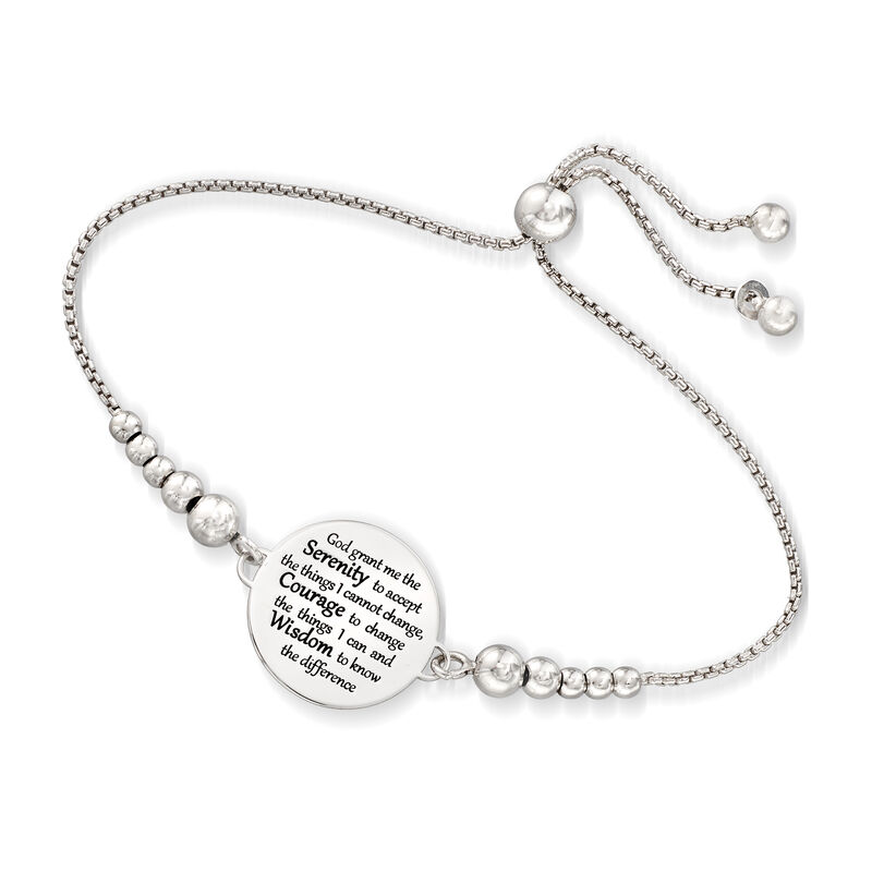 Italian Sterling Silver &quot;Serenity Prayer&quot; Bolo Bracelet image number 2