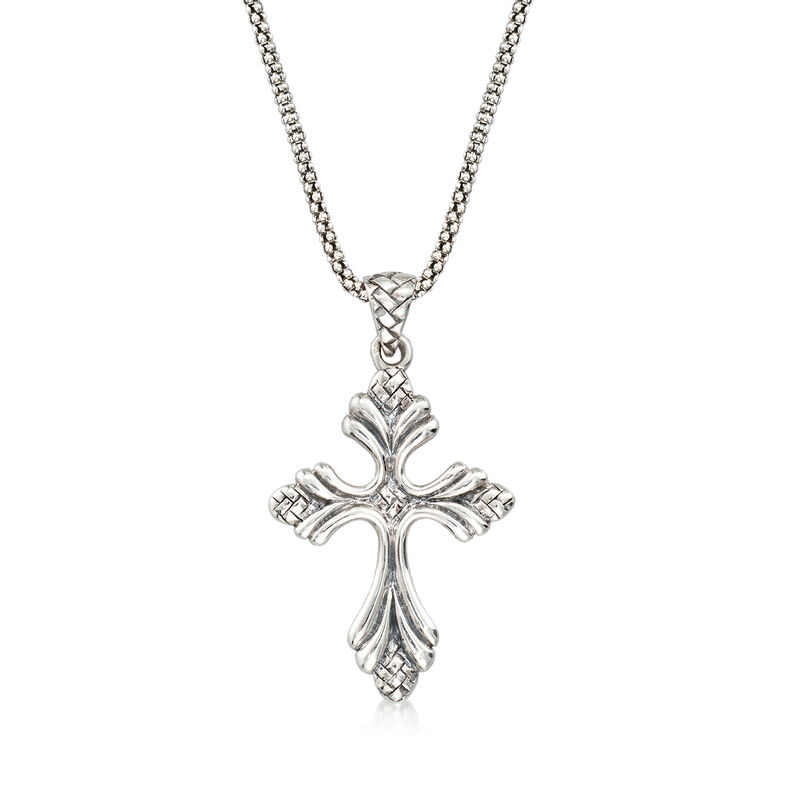 Sterling Silver Cross Pendant Necklace image number 0