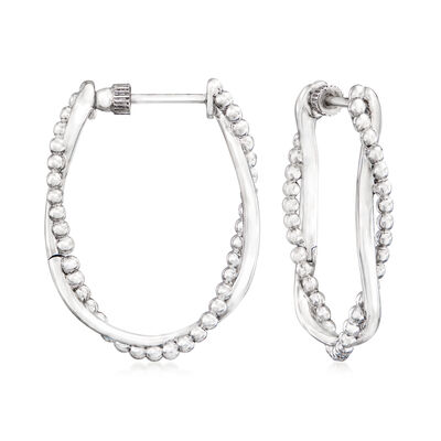 Gabriel Designs Sterling Silver Twisted Oval Hoop Earrings