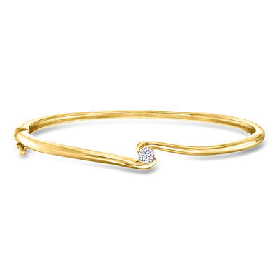 .25 Carat Lab-Grown Diamond Bypass Bangle Bracelet in 18kt Gold Over Sterling