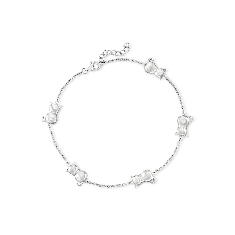 Sterling Silver Cat Station Anklet image number 0