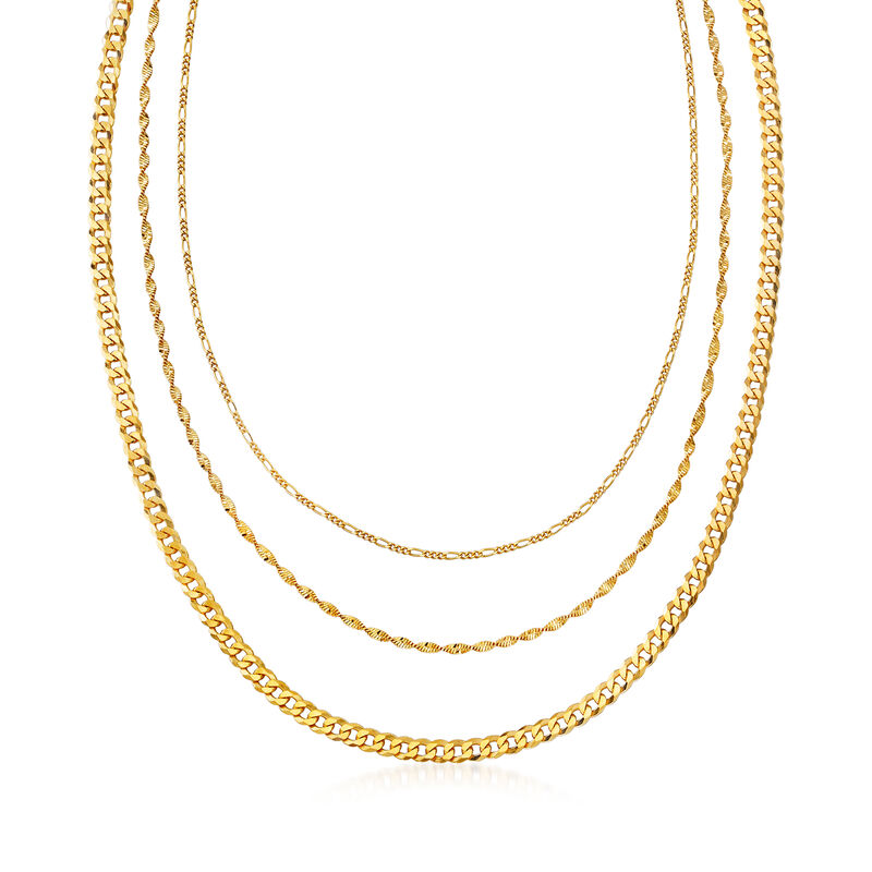 Italian 18kt Gold Over Sterling Multi-Link Layered Necklace image number 0