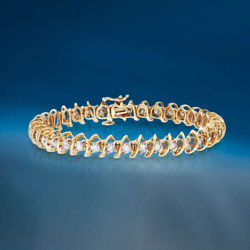 5.00 ct. t.w. Diamond S-Link Bracelet in 14kt Yellow Gold. 7&quot; image number 2