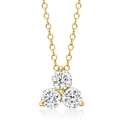 1.00 ct. t.w. Lab-Grown Diamond Trio Pendant Necklace in 14kt Yellow Gold