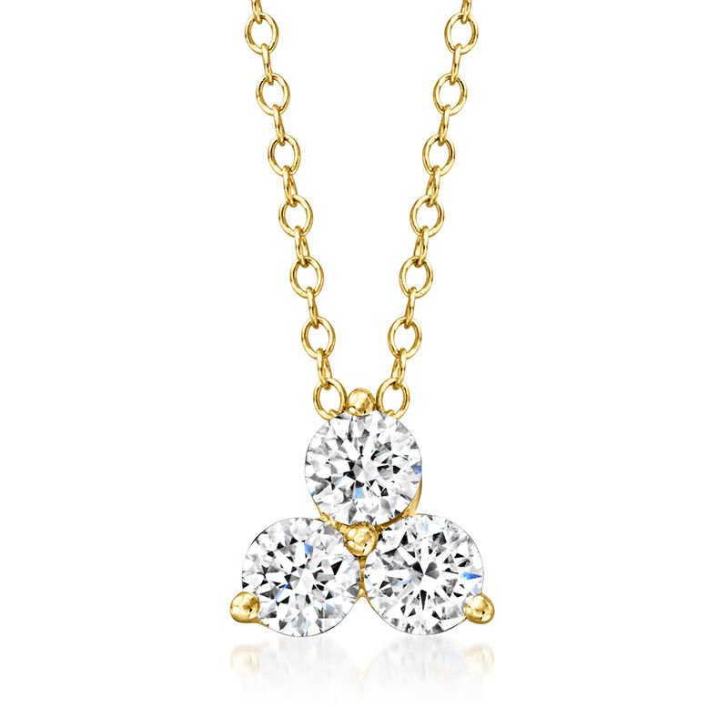 1.00 ct. t.w. Lab-Grown Diamond Trio Pendant Necklace in 14kt Yellow Gold image number 0
