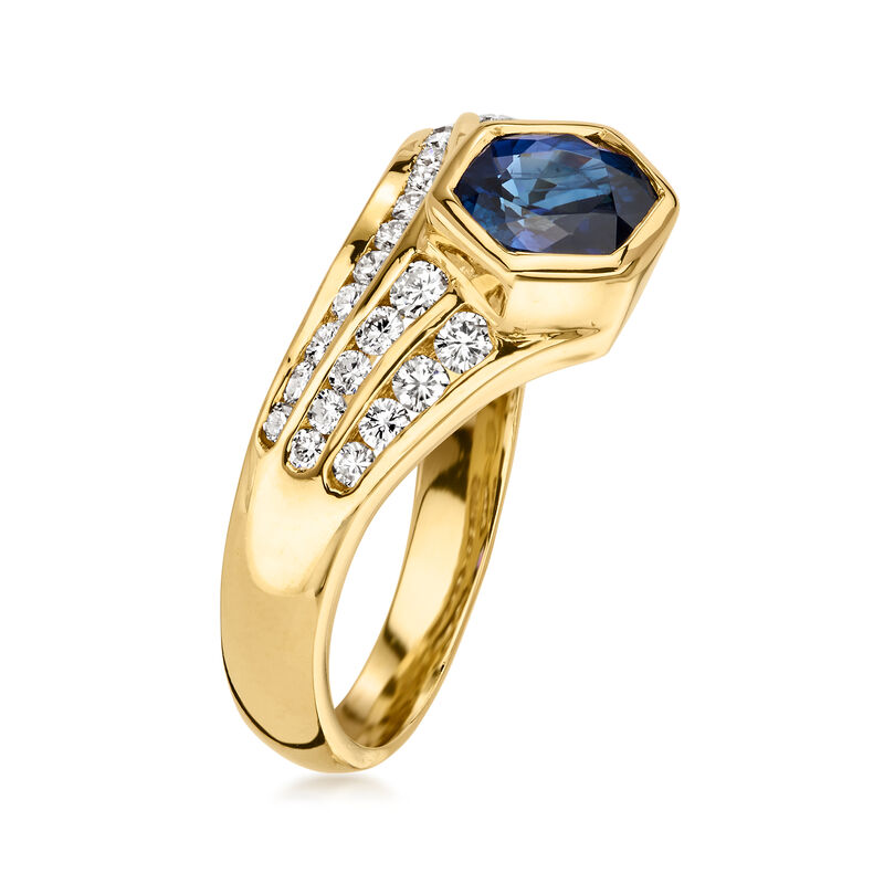 C. 1990 Vintage 1.15 Carat Sapphire Ring with .55 ct. t.w. Diamonds in 18kt Yellow Gold. Size 7 image number 2