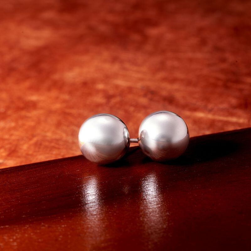Italian 10mm Sterling Silver Ball Stud Earrings  image number 2