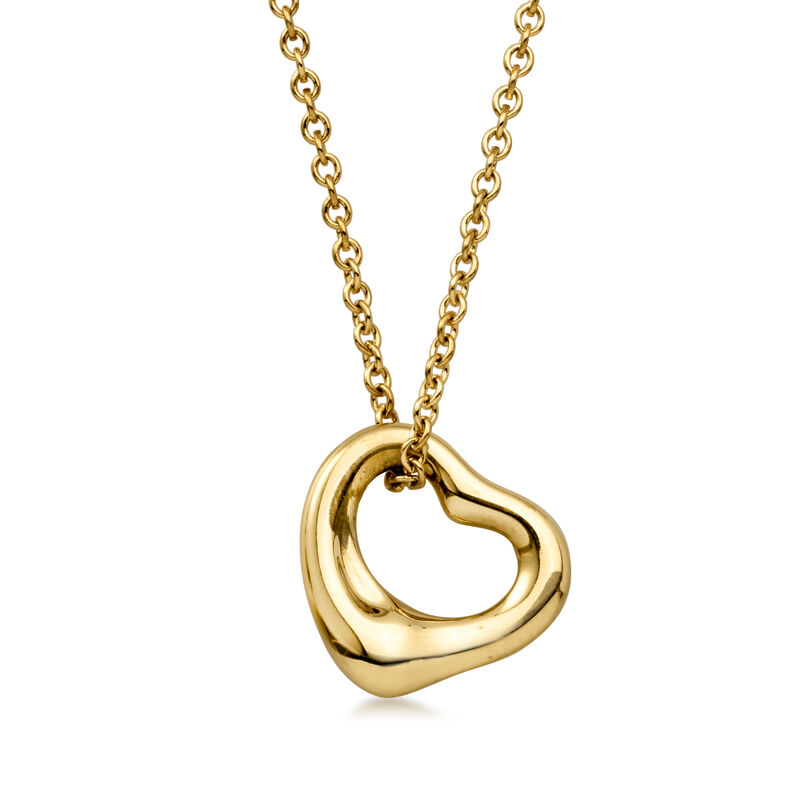 C. 2000 Vintage Tiffany Jewelry "Elsa Peretti" 18kt Yellow Gold Heart Pendant Necklace. 16" image number 0