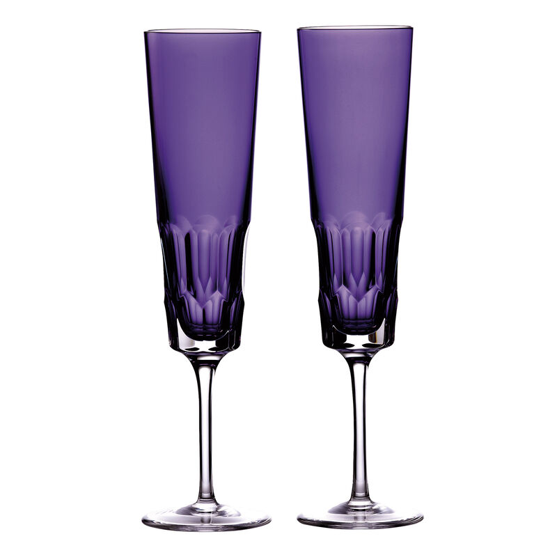 Waterford Crystal &quot;Icon&quot; Set of 2 Purple Flute Glasses image number 0