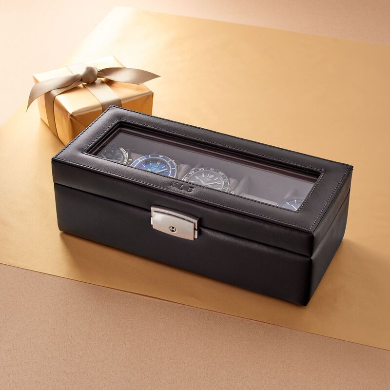 Monogrammed Leather Watch Box image number 2