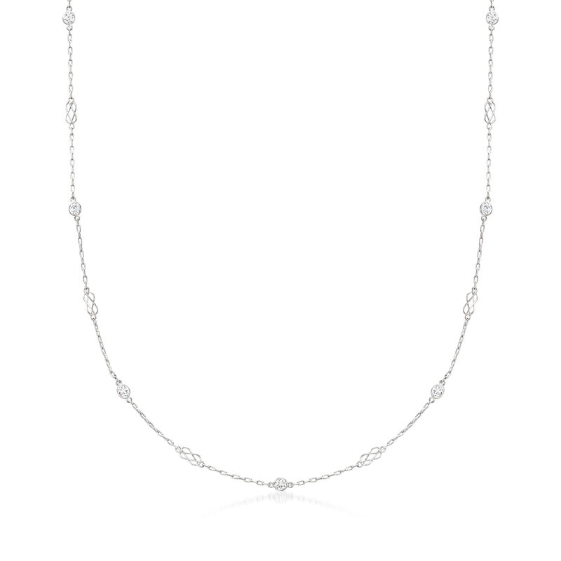 C. 1980 Vintage 1.20 ct. t.w. Diamond Station Necklace in Platinum. 40&quot; image number 0