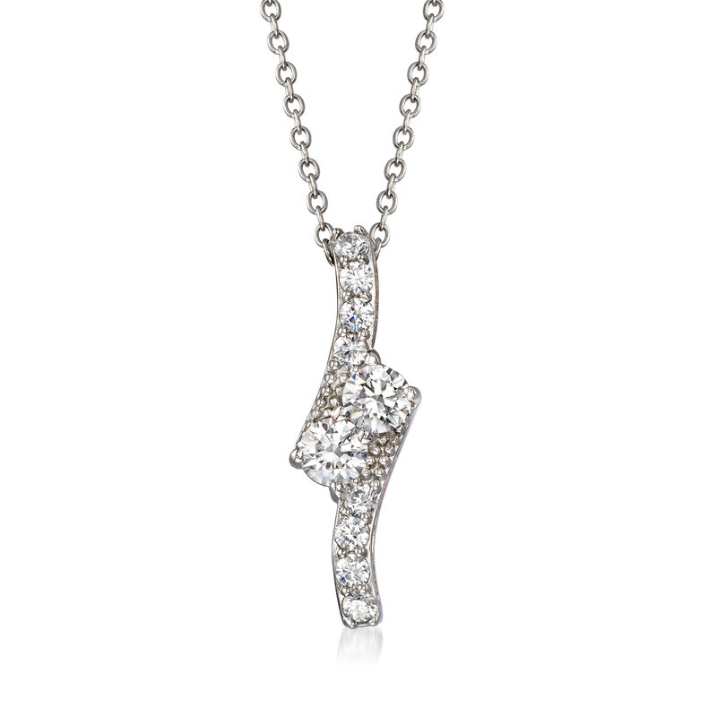 .70 ct. t.w. Swarovski CZ Bypass Pendant Necklace in Sterling Silver. 18&quot; image number 1