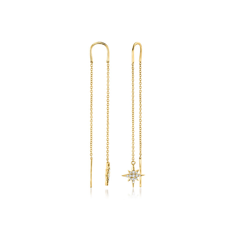 .10 ct. t.w. Diamond North Star Threader Drop Earrings in 14kt Yellow Gold image number 2