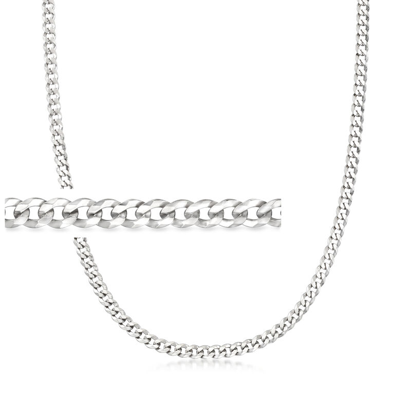 Men's 5mm Sterling Silver Curb-Link Necklace. 22&quot; image number 0