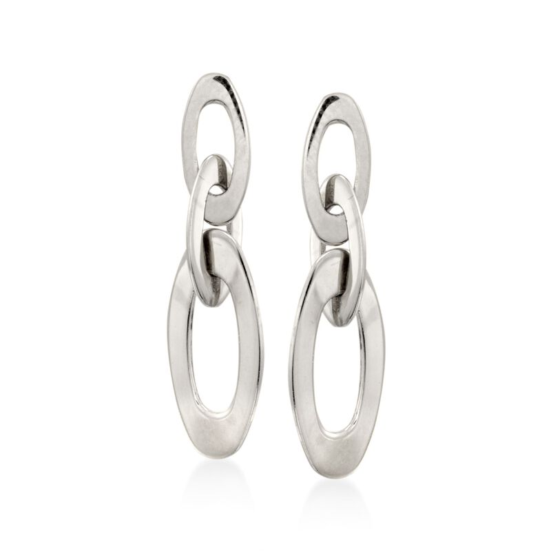 Roberto Coin &quot;Chic & Shine&quot; 18kt White Gold Triple Oval Link Earrings                           image number 0