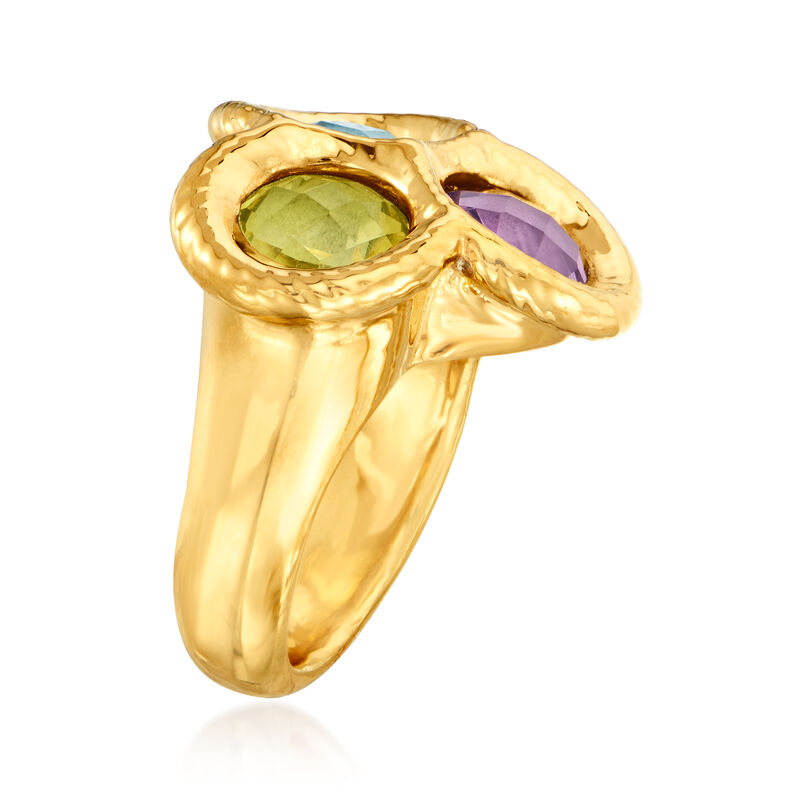 Italian Andiamo 4.50 ct. t.w. Multi-Gemstone 14kt Yellow Gold Ring Over Resin image number 2