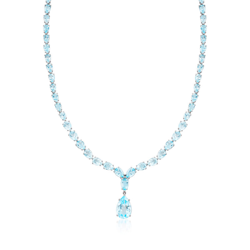 39.25 ct. t.w. Blue Topaz Drop Necklace in Sterling Silver. 18&quot; image number 1