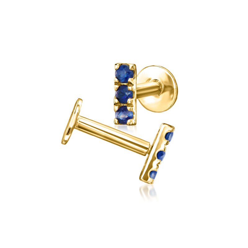 Sapphire Bar Flat-Back Stud Earrings in 14kt Yellow Gold image number 3