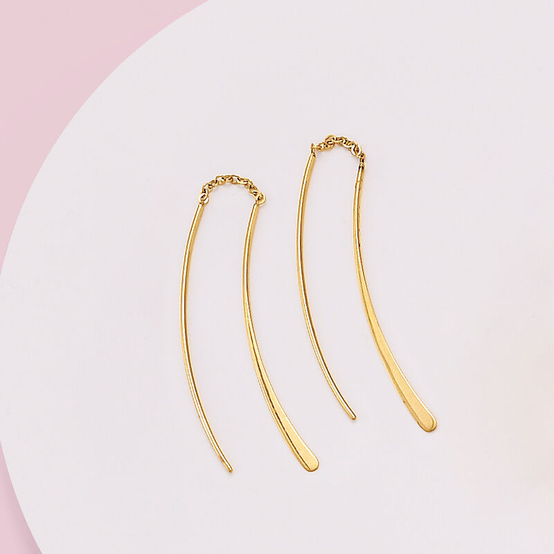14kt Yellow Gold Curved Wire Earrings image number 2