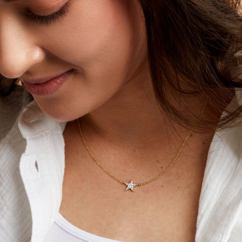 .20 ct. t.w. Pave Diamond Star Necklace in 14kt Yellow Gold image number 3