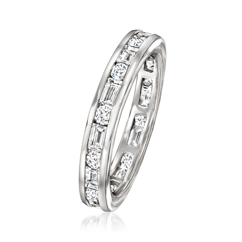 1.75 ct. t.w. Channel-Set Round and Baguette Diamond Eternity Band in 14kt White Gold image number 2