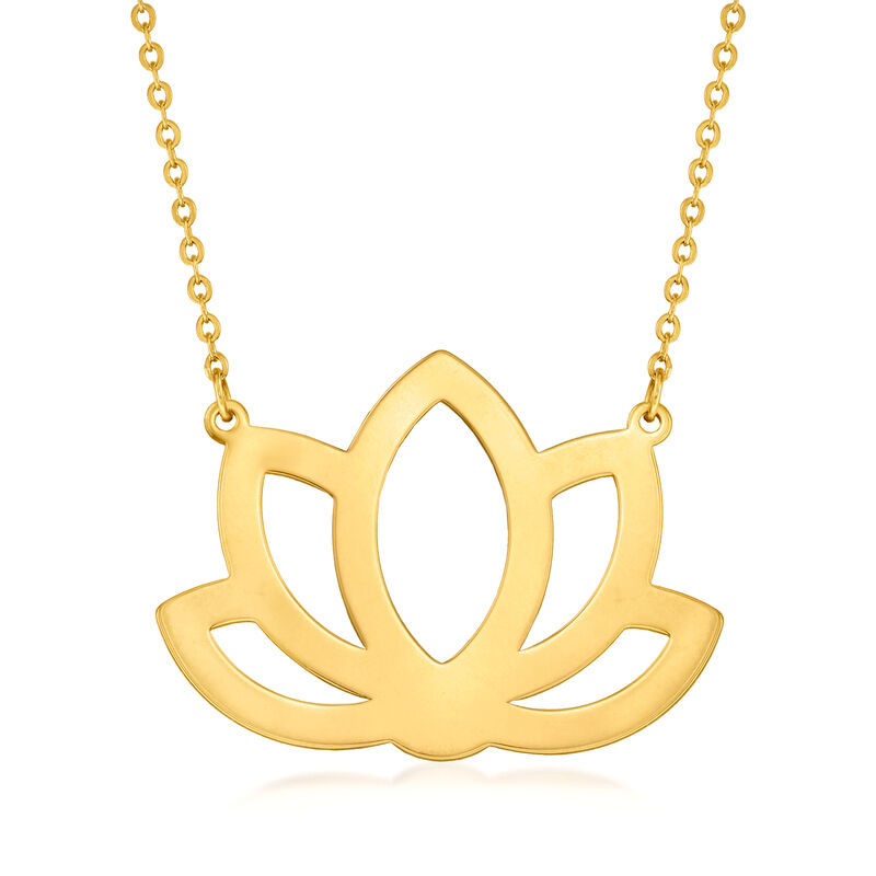 Italian 14kt Yellow Gold Lotus Flower Necklace image number 0