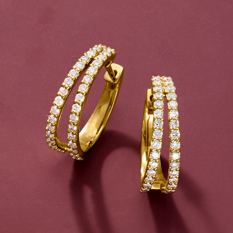 .75 ct. t.w. Lab-Grown Diamond Double-Hoop Earrings in 18kt Gold Over Sterling. 5/8" image number 4