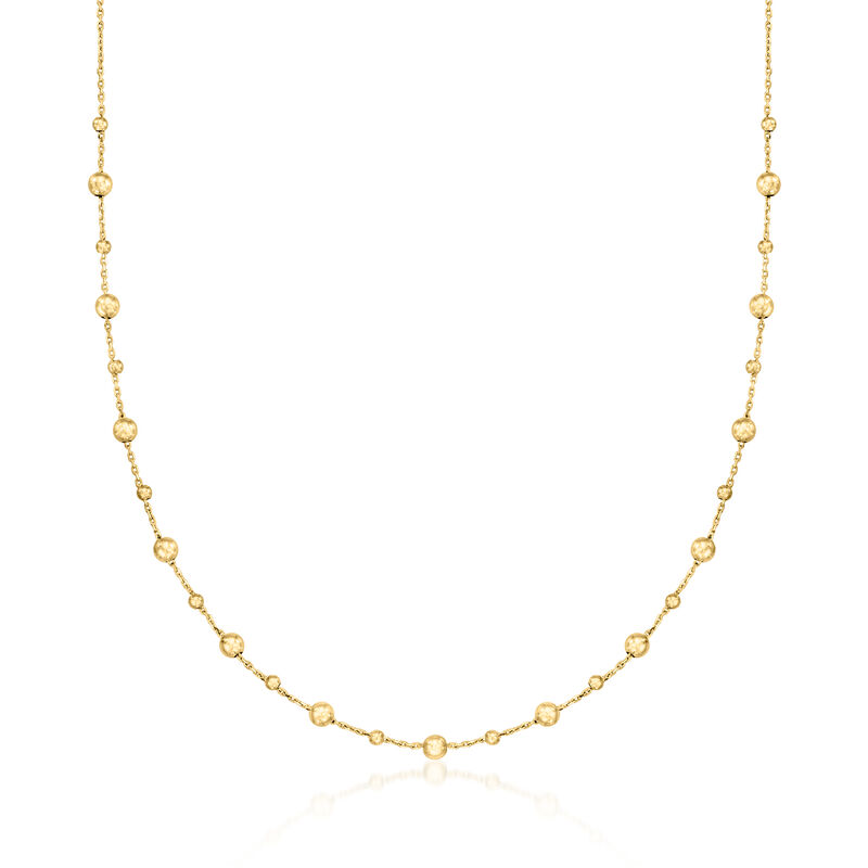 Italian 18kt Yellow Gold Bead Station Necklace. 18&quot; image number 1