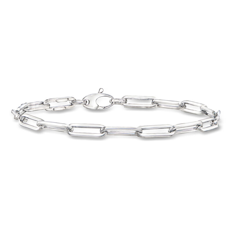 Italian 14kt White Gold Paper Clip Link Bracelet. 7.5" image number 0