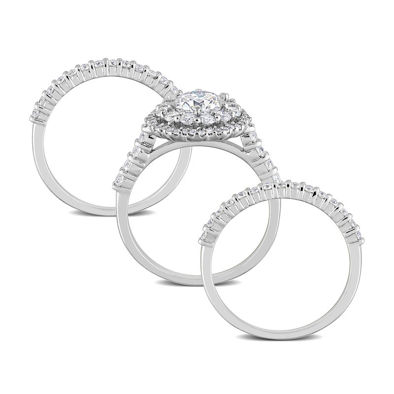 2.21 ct. t.w. Moissanite Bridal Set: Three Rings in Sterling Silver image number 2
