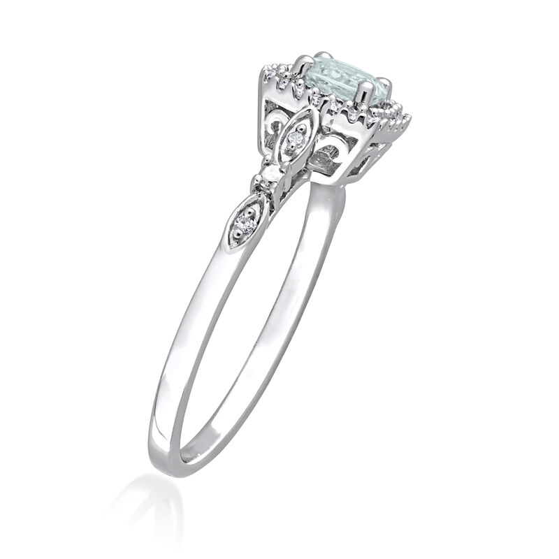 .40 Carat Aquamarine Ring with .12 ct. t.w. Diamonds in Sterling Silver image number 1