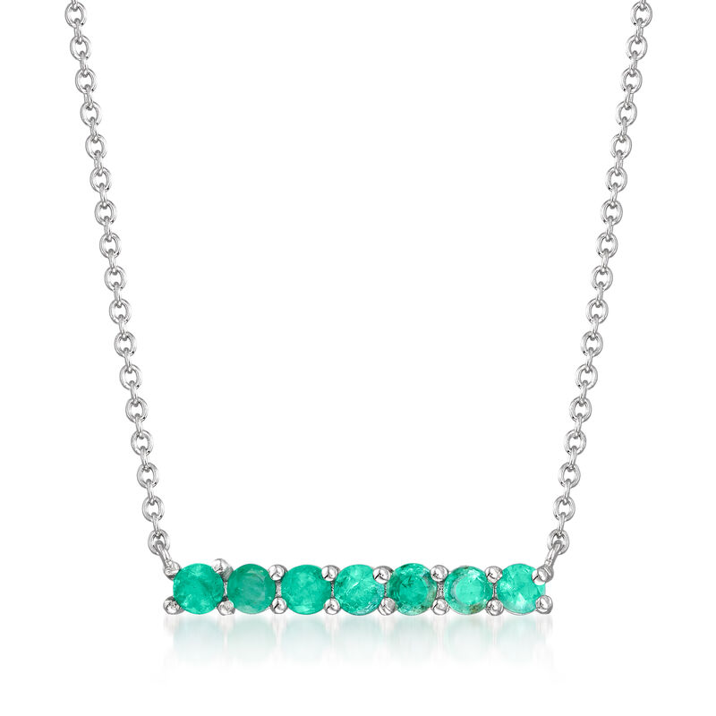.50 ct. t.w. Emerald Bar Necklace in Sterling Silver. 16&quot; image number 1