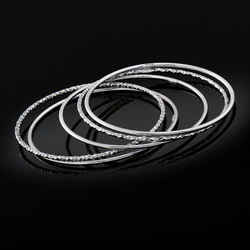 Italian Sterling Silver Jewelry Set: Five Bangle Bracelets image number 4