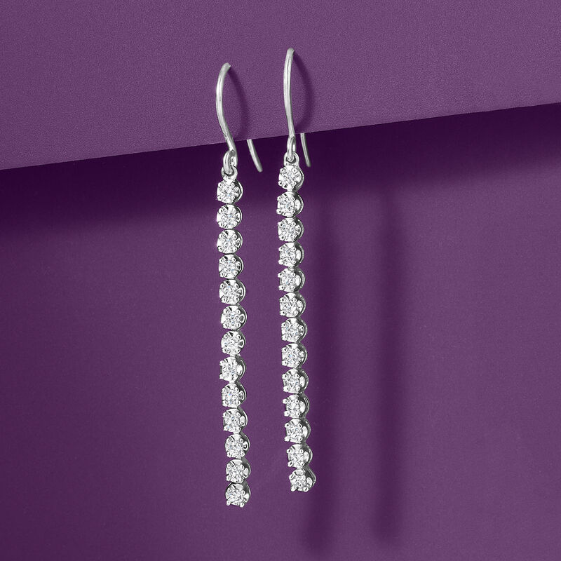 .50 ct. t.w. Diamond Linear Drop Earrings in Sterling Silver image number 4