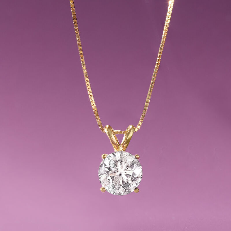 1.50 Carat Diamond Solitaire Necklace in 14kt Yellow Gold image number 2
