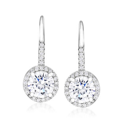 2.80 ct. t.w. CZ Drop Earrings in Sterling Silver