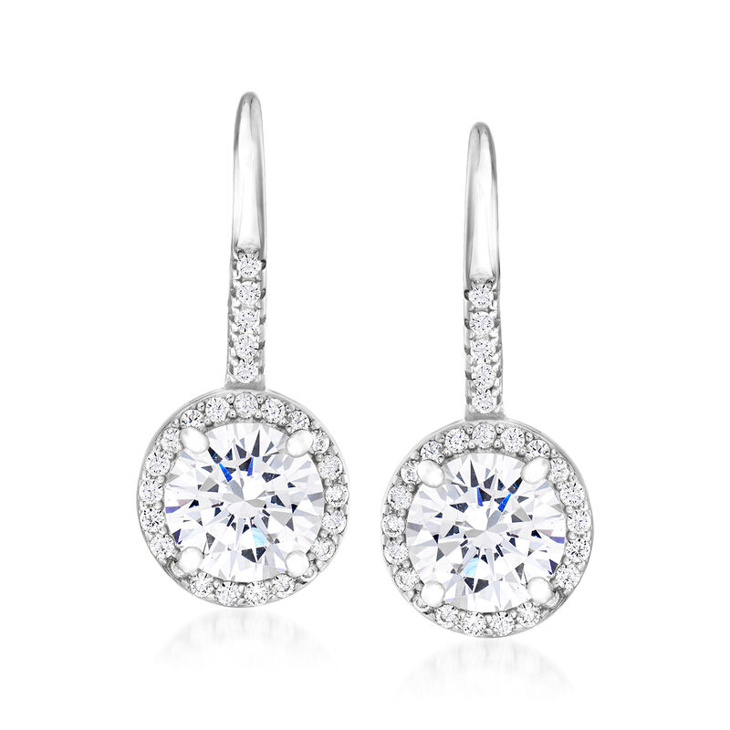 2.80 ct. t.w. CZ Drop Earrings in Sterling Silver image number 0