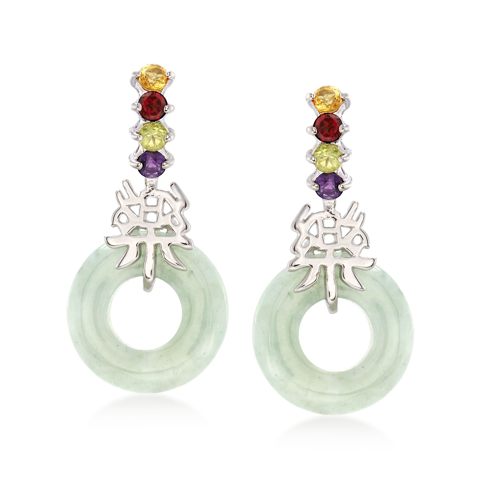Green Jade and .40 ct. t.w. Multi-Stone 