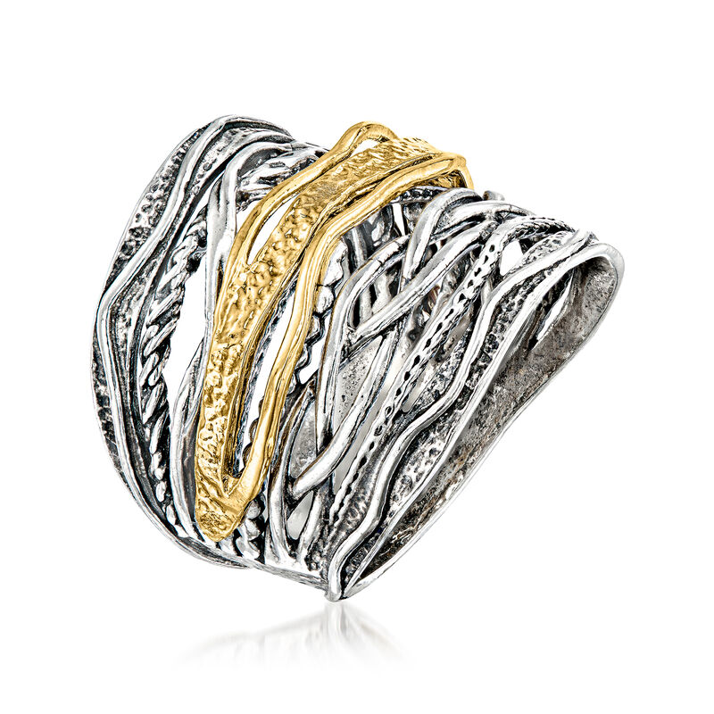 Two-Tone Sterling Silver Highway Ring image number 2