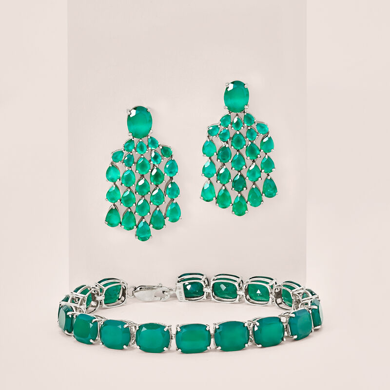 Green Chalcedony Chandelier Earrings in Sterling Silver image number 2